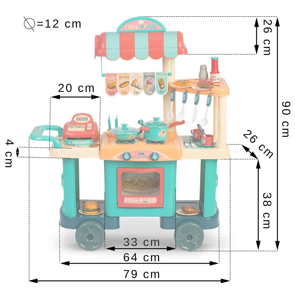 Ricokids köök ratastel, 79x26x90 cm цена и информация | Tüdrukute mänguasjad | kaup24.ee