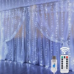 LED riba, lipikuga kardin jõuludeks, kardin USB juhtimispuldiga, valge värv, 3 m x 3 m цена и информация | Гирлянды | kaup24.ee