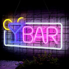 LED-neoonkiri "Bar", mitmevärviline kiri, 42cmx25cm цена и информация | Детали интерьера | kaup24.ee