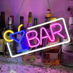 LED-neoonkiri "Bar", mitmevärviline kiri, 42cmx25cm цена и информация | Детали интерьера | kaup24.ee