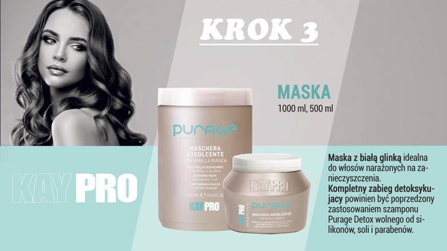 Rahustav peanaha mask valge saviga Kaypro Purage, 500 ml hind ja info | Maskid, õlid, seerumid | kaup24.ee