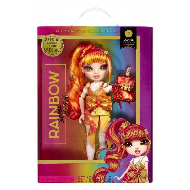 Nukk Rainbow High Junior High Special Edition Doll - Laurel De'Vious (Orange) hind ja info | Tüdrukute mänguasjad | kaup24.ee