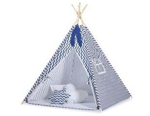 Tipi telk lastele vaibaga Bobono, sinine цена и информация | Детские игровые домики | kaup24.ee