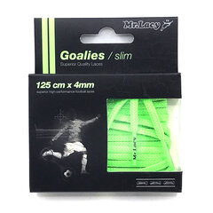 Mr.Lacy Goalies Slim плоский шнур для футбольных бутс, неоновый зеленый, 125 см цена и информация | Уход за одеждой и обувью | kaup24.ee