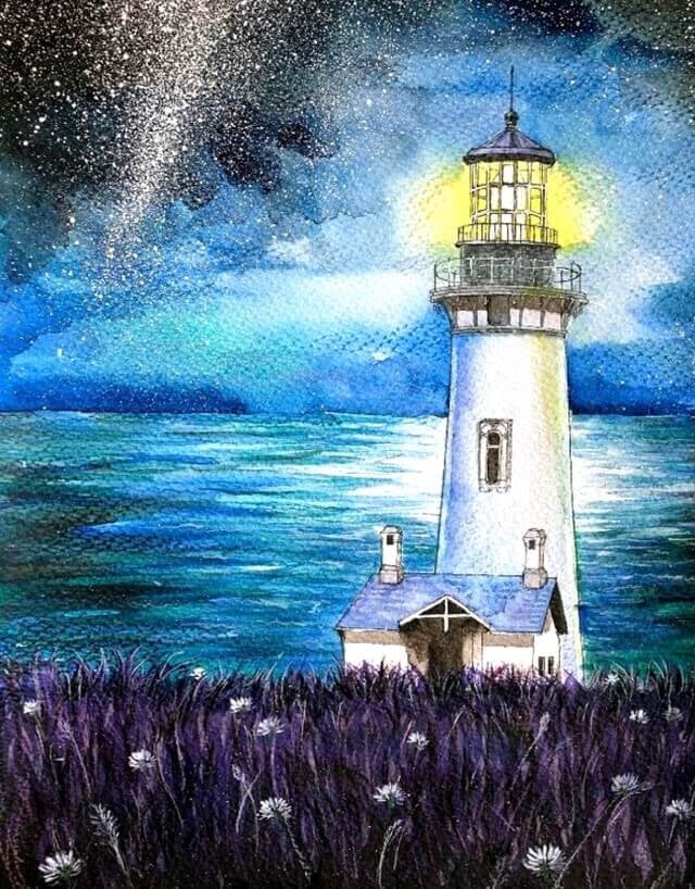 Teemantmaalid TM Värvikas - LG060e Lighthouse in the Night 40x50 cm цена и информация | Teemantmaalid, teemanttikandid | kaup24.ee