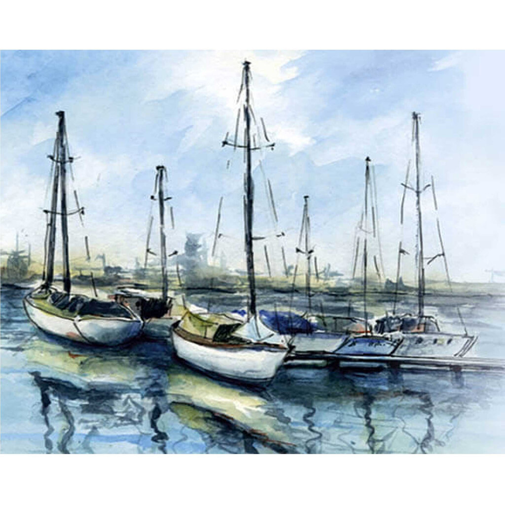 Teemantmaalid TM Värvikas - LG300e Boats in Harbor 40x50 cm hind ja info | Teemantmaalid, teemanttikandid | kaup24.ee