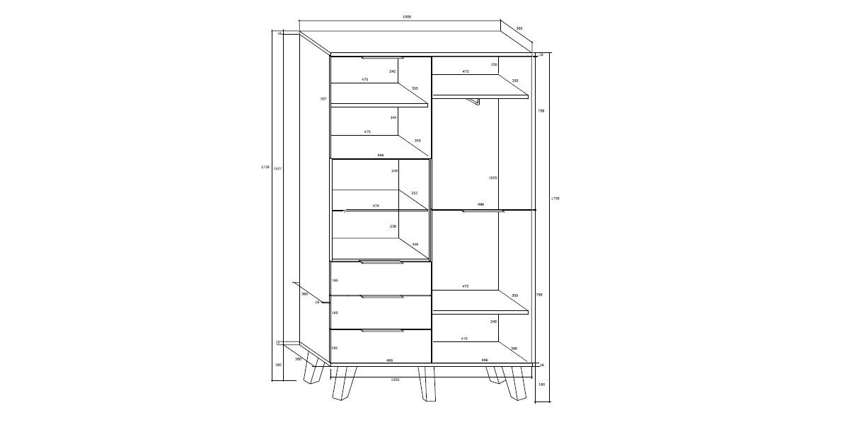 Kapp Sven 2D3S, valge/pruun hind ja info | Riiulid | kaup24.ee