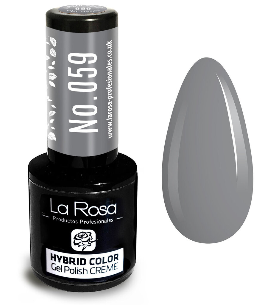 Hübriidlakk La Rosa 059 Light Gray, 9 ml hind ja info | Küünelakid, küünetugevdajad | kaup24.ee