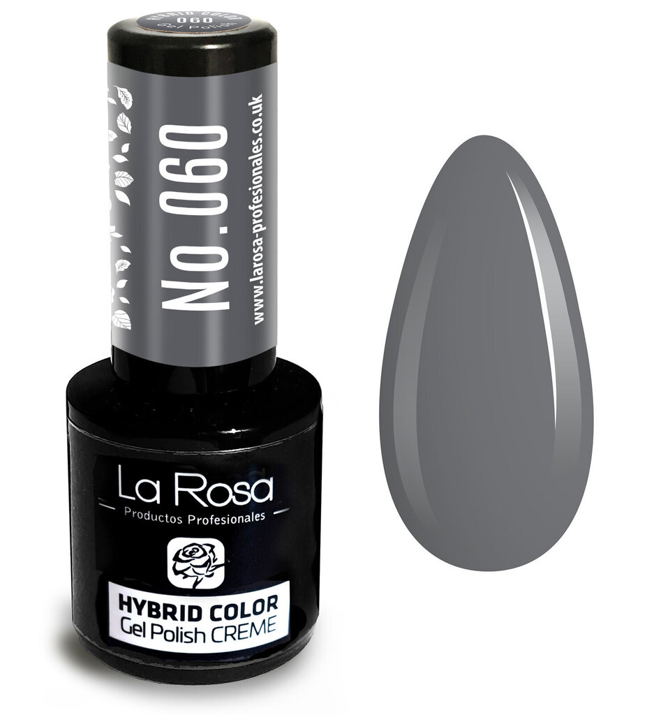 Hübriidlakk La Rosa 060 Dark Grey, 9 ml hind ja info | Küünelakid, küünetugevdajad | kaup24.ee