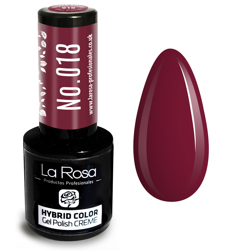 Hübriidlakk La Rosa 018 Red Wine, 9 ml hind ja info | Küünelakid, küünetugevdajad | kaup24.ee