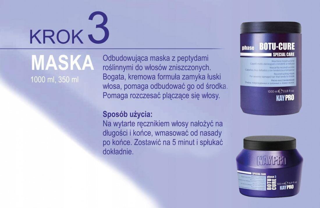 Taimsete peptiididega taastav mask tugevalt kahjustatud juustele KayPro Reconstructing, 1000 ml hind ja info | Maskid, õlid, seerumid | kaup24.ee