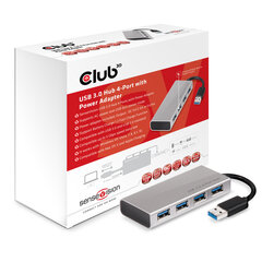 Club 3D USB 3.0 hub 4-port with power adapter цена и информация | Адаптер Aten Video Splitter 2 port 450MHz | kaup24.ee