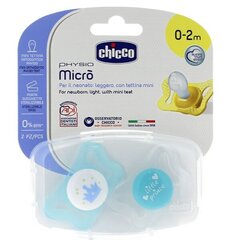 Силиконовая пустышка Chicco Physio Soother Boy Micro, 0-2 мес., 2 шт. цена и информация | Соски на бутылочку | kaup24.ee