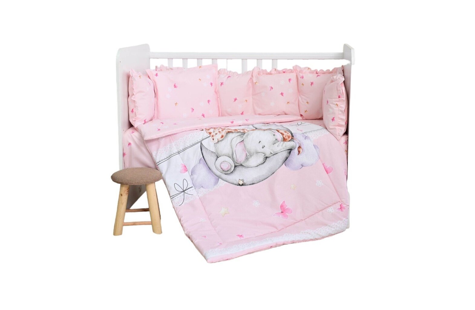 Lorelli voodipesukomplekt Butterflies Pink, 135x100 cm, 7-osaline hind ja info | Beebide ja laste voodipesu | kaup24.ee