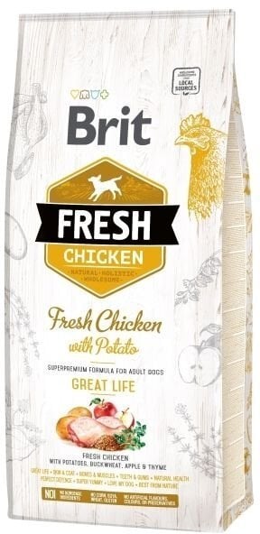 Brit Fresh Chicken with Potato Adult koeratoit 2,5 kg hind ja info | Kuivtoit koertele | kaup24.ee