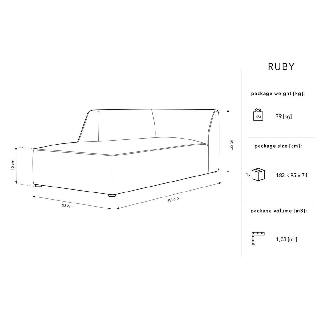 Sametist vasakpoolne diivan Micadoni Ruby, hall hind ja info | Diivanid ja diivanvoodid | kaup24.ee