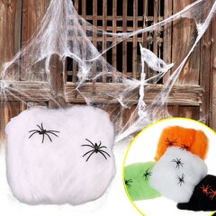 Halloweeni kaunistusvõrk, must, 200 gr., 4 ämblikku hind ja info | Peokaunistused | kaup24.ee