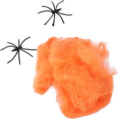 Halloweeni kaunistusvõrk, oranž, 60 gr., 2 ämblikku цена и информация | Праздничные декорации | kaup24.ee