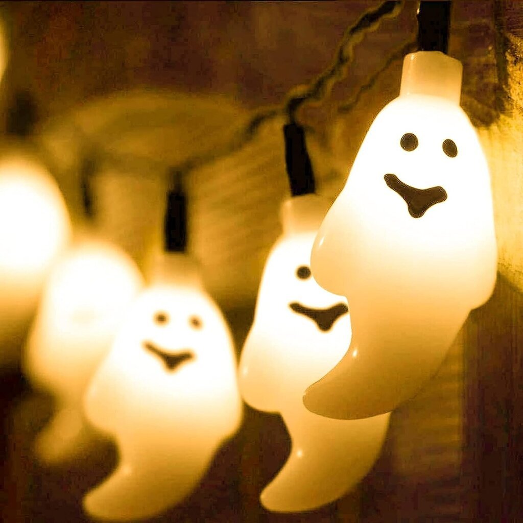 Halloweeni valguskett LED-tuled kummitused, 2 meetrit hind ja info | Peokaunistused | kaup24.ee