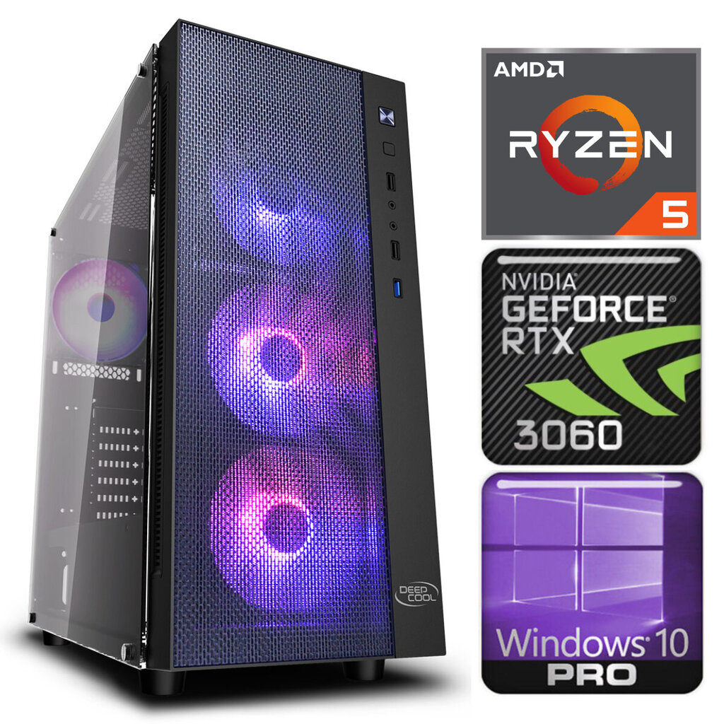 INTOP Ryzen 5 5600X 32GB 240SSD M.2 NVME RTX3060 12GB WIN10Pro цена и информация | Lauaarvutid | kaup24.ee