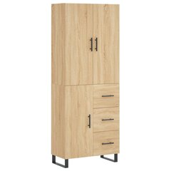 vidaXL kõrge kapp, Sonoma tamm, 69,5 x 34 x 180 cm, tehispuit цена и информация | Комоды | kaup24.ee