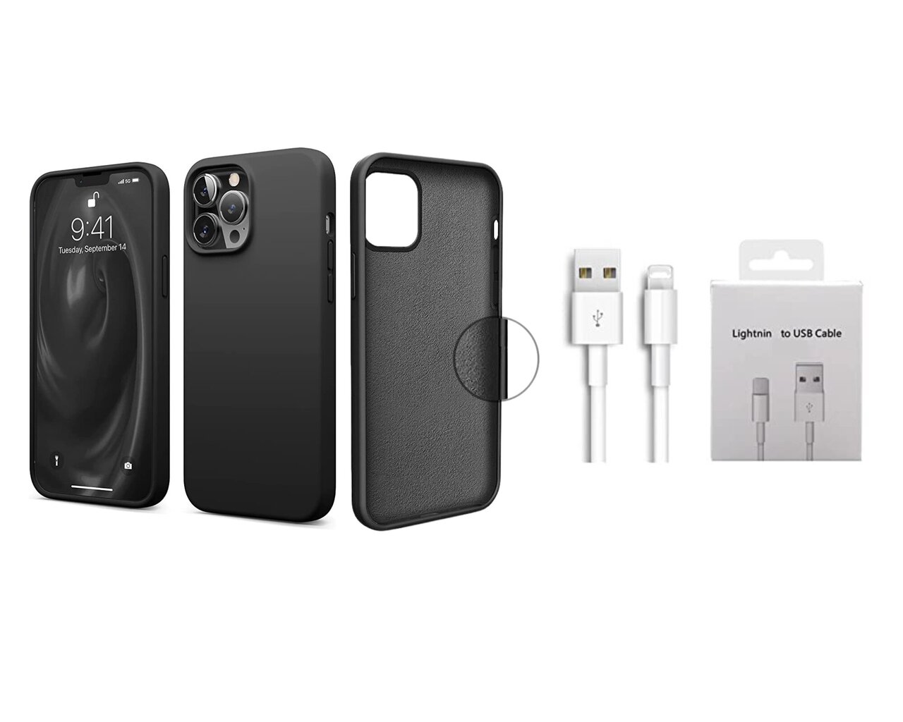 Jashinne Silicon case set 2in1 IP15: черный корпус и USB-кабель Lightning.  цена | kaup24.ee