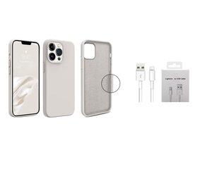 Jashinne Silicon case set 2in1 IP15PL: кремовый чехол и USB-кабель Lightning. цена и информация | Чехлы для телефонов | kaup24.ee