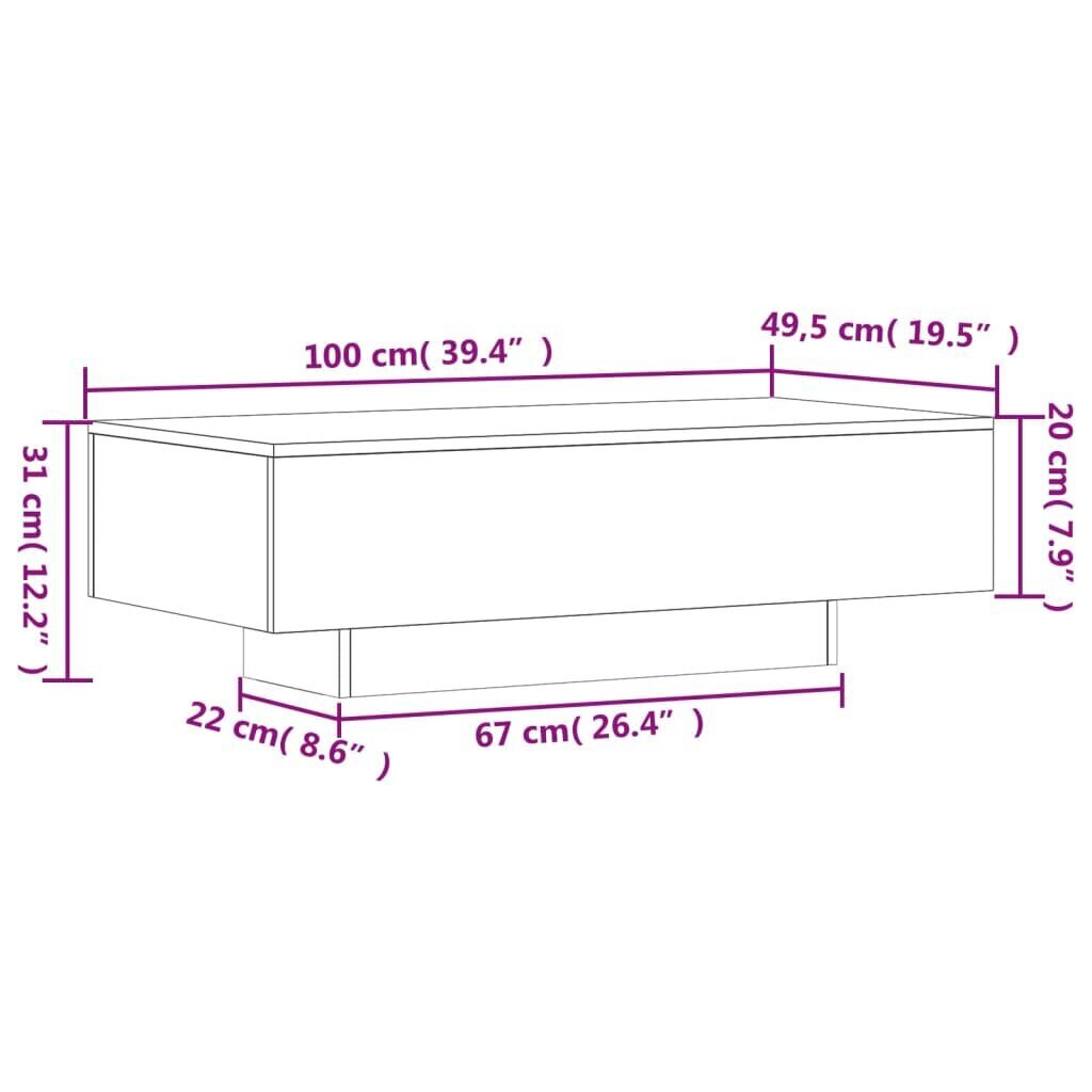 vidaXL kohvilaud, pruun tamm, 100 x 49,5 x 31 cm, tehispuit hind ja info | Diivanilauad | kaup24.ee