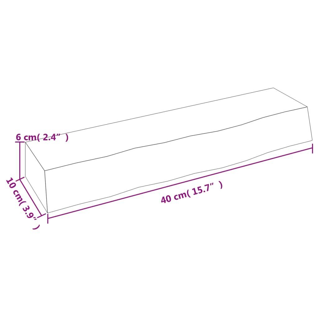 vidaXL seinariiul, 40 x 10 x 6 cm, töötlemata tammepuit цена и информация | Riiulid | kaup24.ee