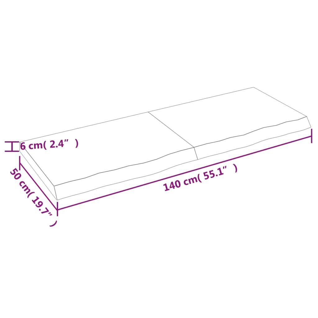 vidaXL seinariiul, helepruun, 140x50x6 cm, töödeldud tammepuit цена и информация | Riiulid | kaup24.ee