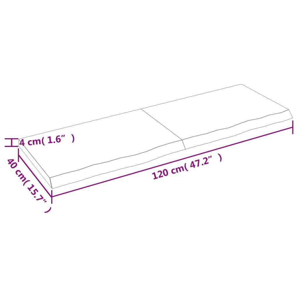 vidaXL seinariiul, helepruun, 120x40x4 cm, töödeldud tammepuit hind ja info | Riiulid | kaup24.ee