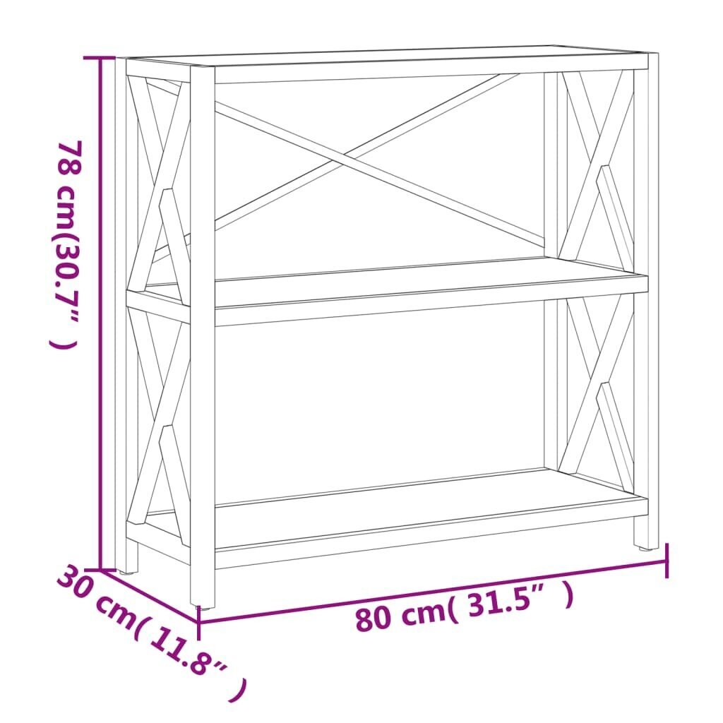 vidaXL 3-korruseline riiul, 80 x 30 x 78 cm, tammepuit hind ja info | Riiulid | kaup24.ee