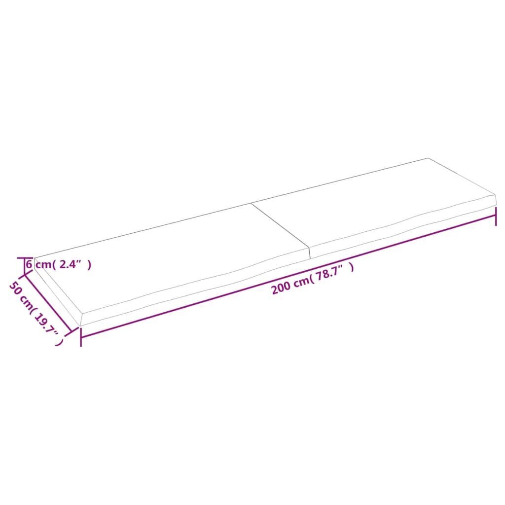 vidaXL seinariiul, helepruun, 200x50x6 cm, töödeldud tammepuit цена и информация | Riiulid | kaup24.ee