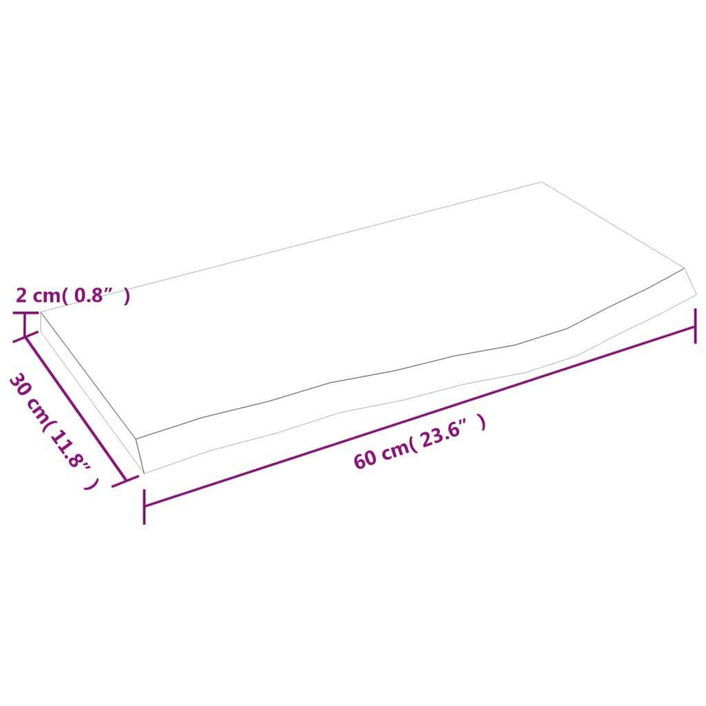 vidaXL seinariiul, helepruun, 60x30x2 cm, töödeldud tammepuit цена и информация | Riiulid | kaup24.ee