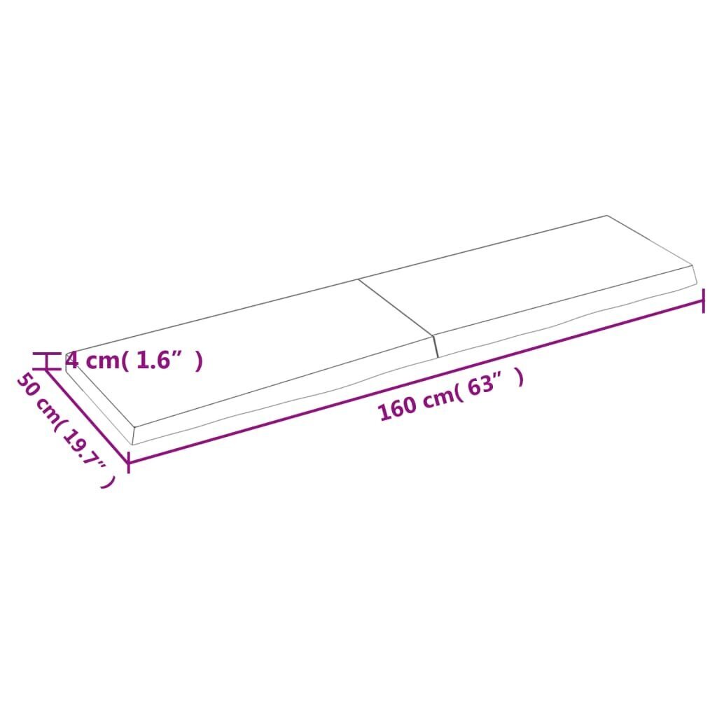 vidaXL seinariiul, helepruun, 160x50x4 cm, töödeldud tammepuit цена и информация | Riiulid | kaup24.ee