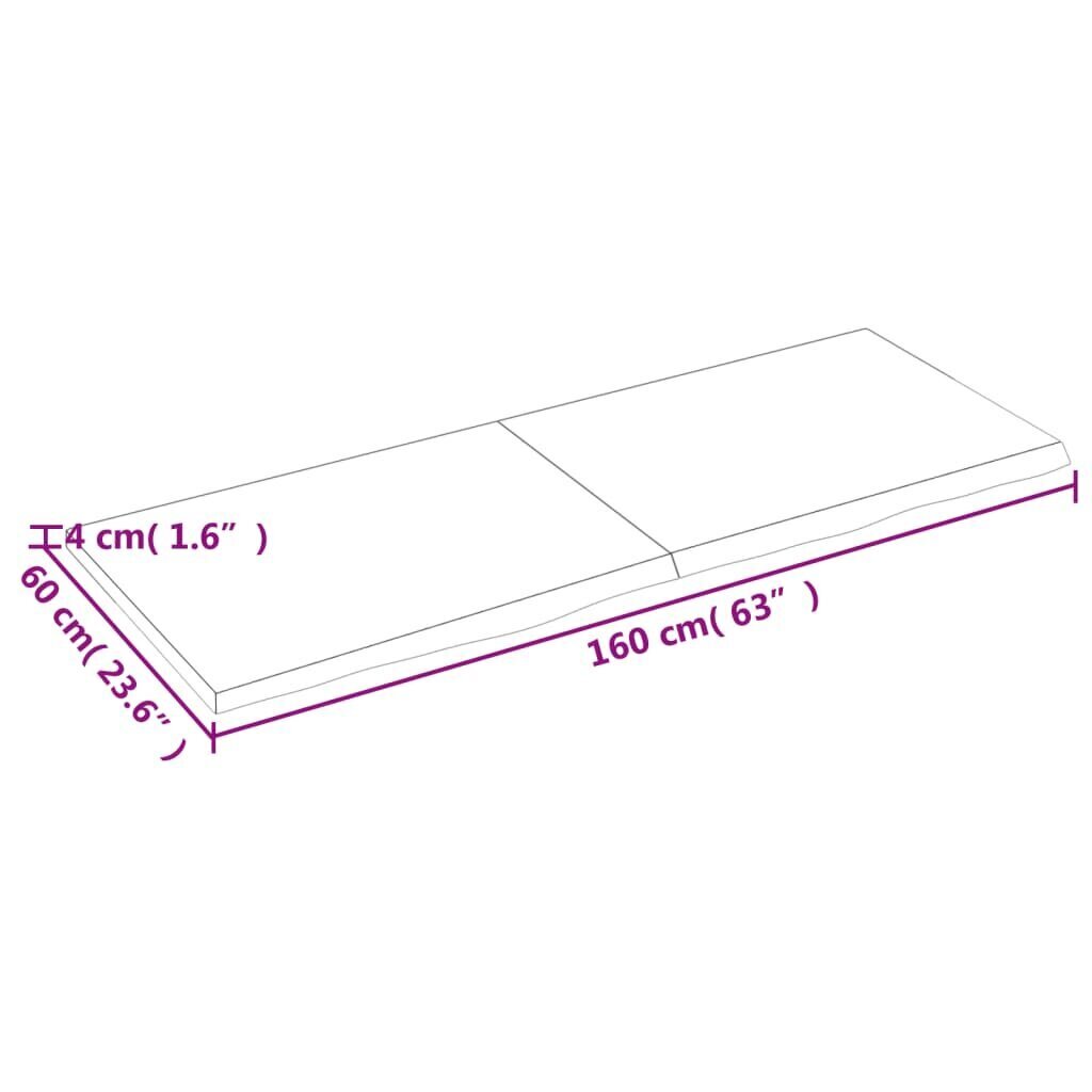 vidaXL seinariiul, helepruun, 160x60x4 cm, töödeldud tammepuit hind ja info | Riiulid | kaup24.ee