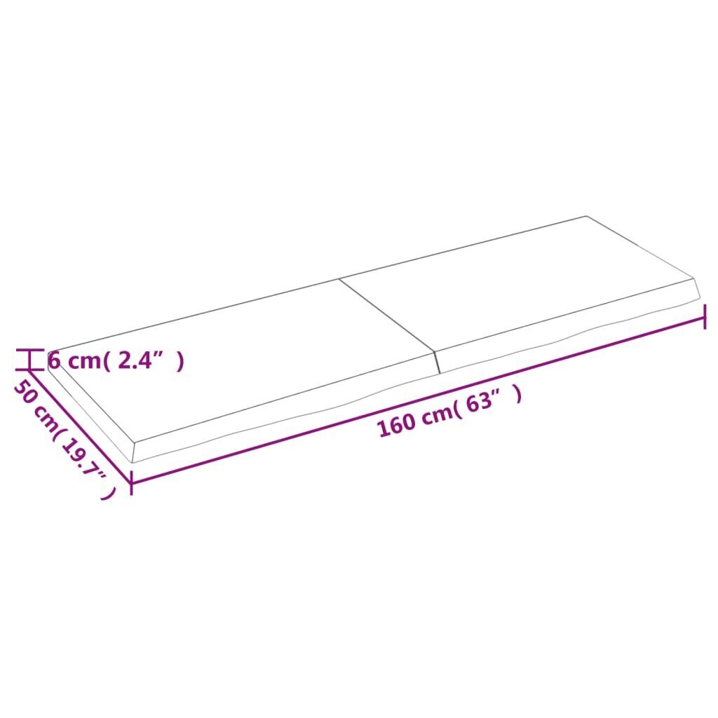 vidaXL seinariiul, helepruun, 160x50x6 cm, töödeldud tammepuit цена и информация | Riiulid | kaup24.ee