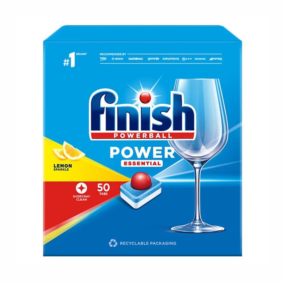 Finish Power Essential nõudepesumasina tabletid Lemon 50 tk цена и информация | Nõudepesuvahendid | kaup24.ee