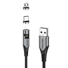 Магнитный USB-кабель 2-в-1 USB-C/Micro-B Vention CQXHG, 1.5 м (серый) цена и информация | Кабели для телефонов | kaup24.ee