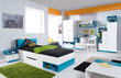 Kahekorruseline voodi Mobi 19, 200x90 cm, valge/sinine цена и информация | Lastevoodid | kaup24.ee