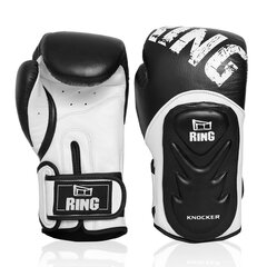 Боксерские перчатки Ring Knocker (RR-11) 14 oz, черные/белые цена и информация | Боевые искусства | kaup24.ee