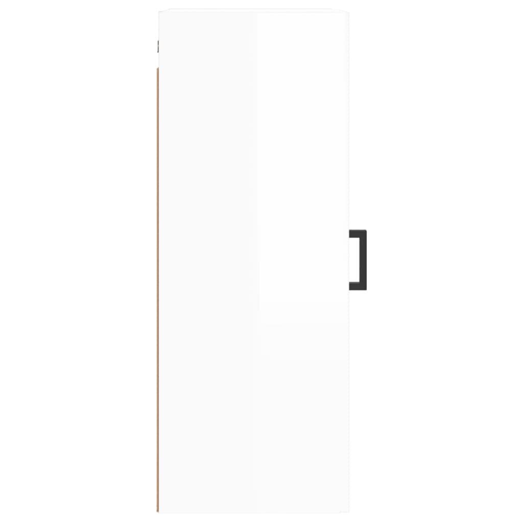 vidaXL seinakapp, kõrgläikega valge, 34,5 x 34 x 90 cm hind ja info | Elutoa väikesed kapid | kaup24.ee