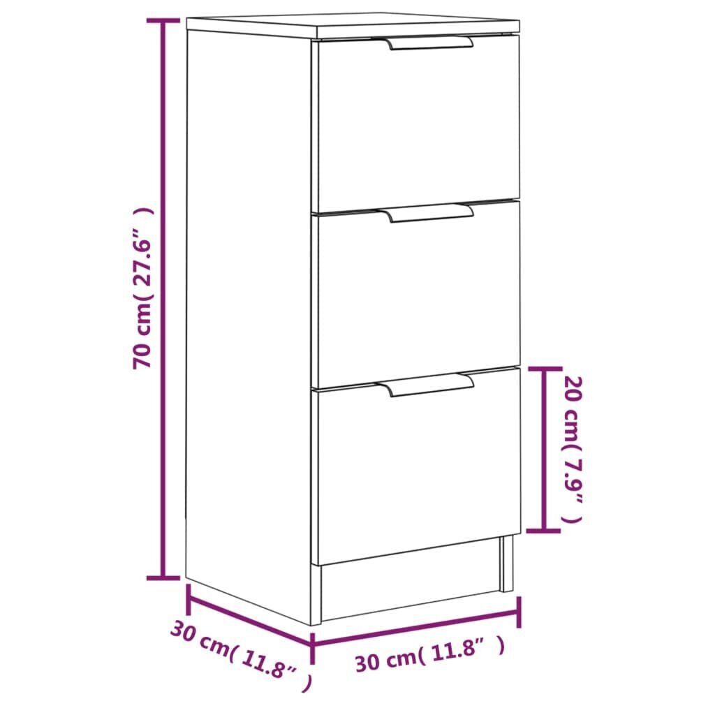 vidaXL puhvetkapid 2 tk, must, 30 x 30 x 70 cm, tehispuit цена и информация | Elutoa väikesed kapid | kaup24.ee