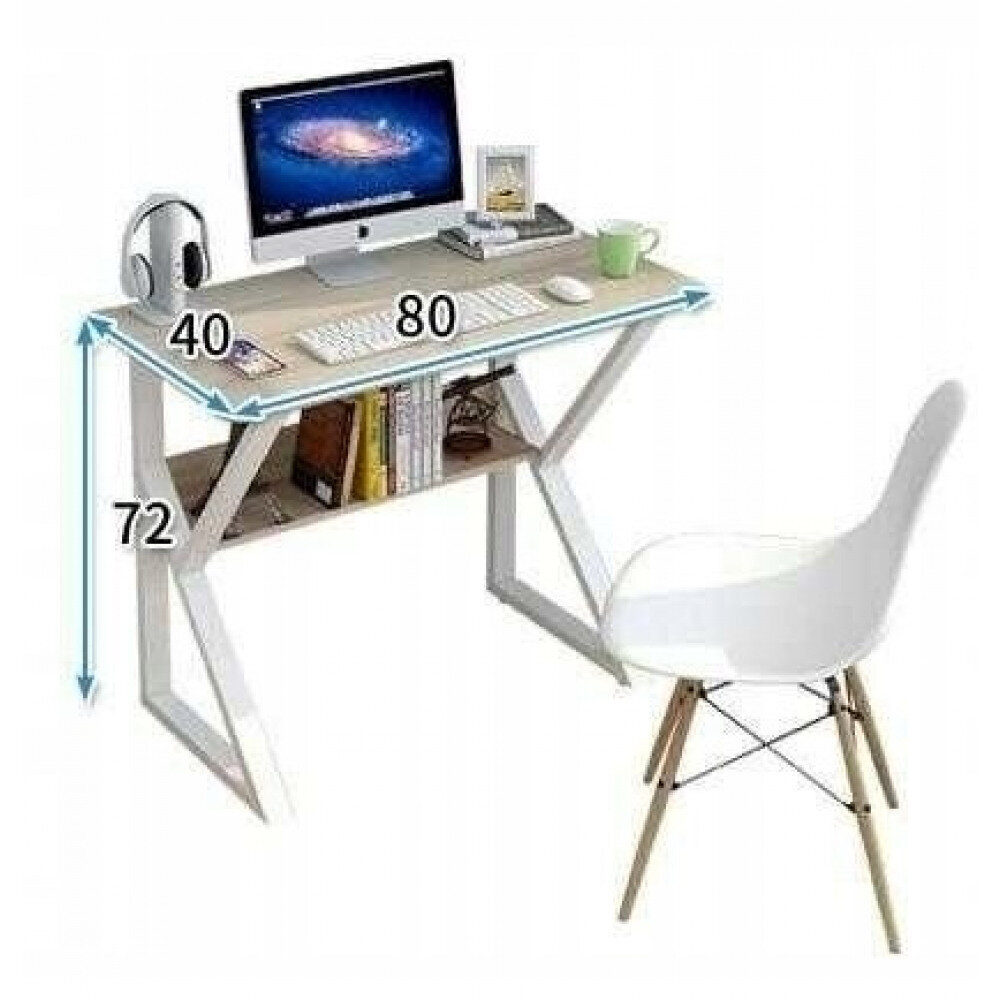 Arvutilaud koos riiuliga, 80x40cm, helepruun hind ja info | Arvutilauad, kirjutuslauad | kaup24.ee