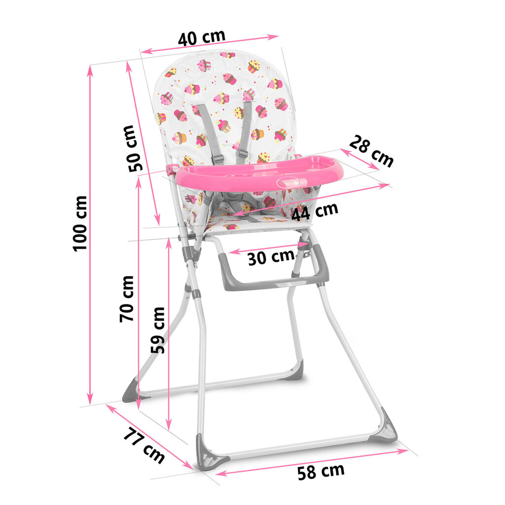 Beebi toitmistool lauaga Ricokids Fando, roosa värv цена и информация | Laste söögitoolid | kaup24.ee