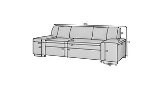 Diivan Porto 3, 210x90x98 cm, pruun hind ja info | Diivanid ja diivanvoodid | kaup24.ee