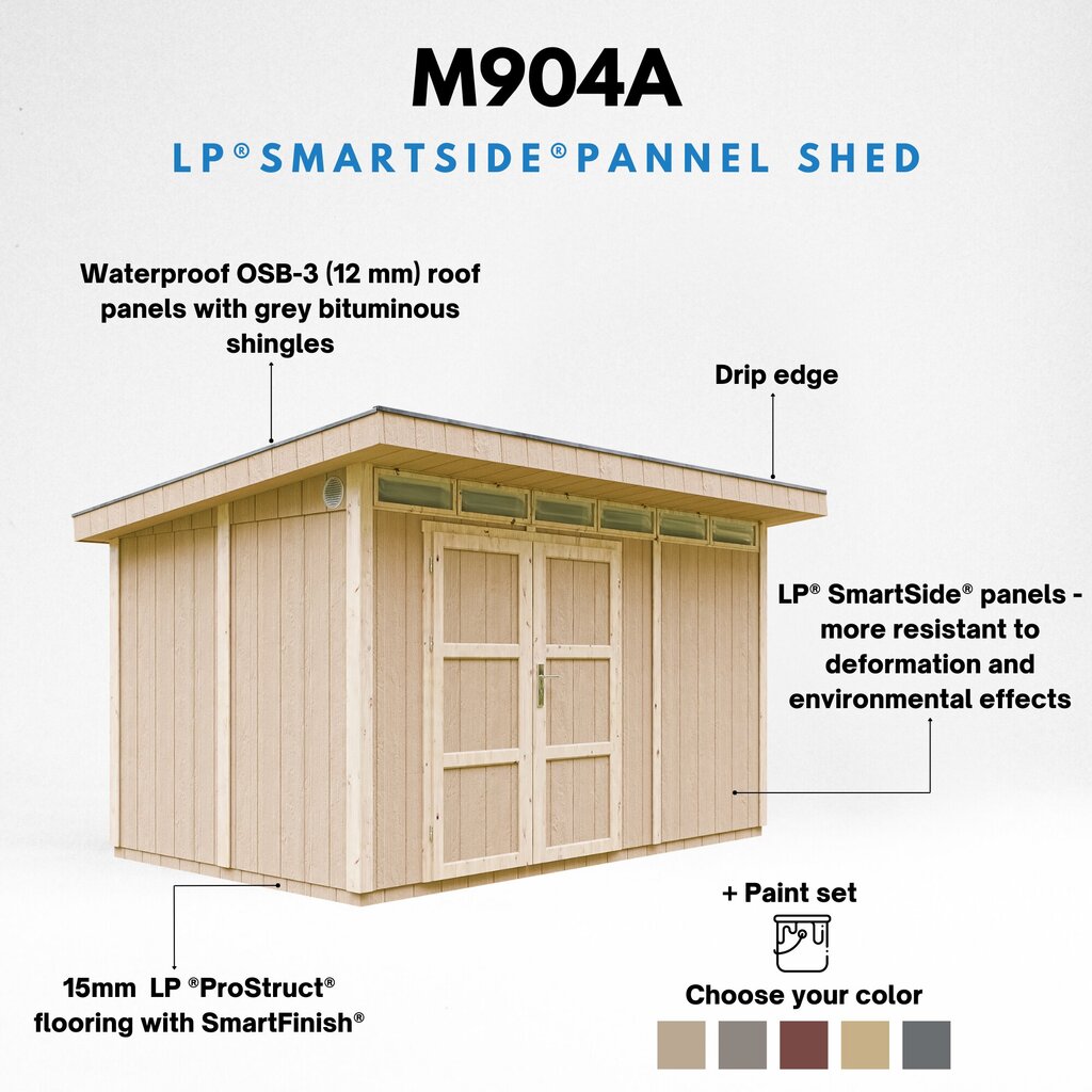 Tööriistakuur Timbela LP SmartSide M904A värvikomplektiga Tundra Grey hind ja info | Kuurid ja aiamajad | kaup24.ee