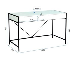 Tööstuslik valge laud цена и информация | Компьютерные, письменные столы | kaup24.ee