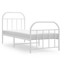vidaXL metallist voodiraam peatsi ja jalutsiga, valge, 75x190 cm hind ja info | Voodid | kaup24.ee