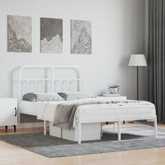 vidaXL metallist voodiraam peatsiga, valge, 120 x 200 cm hind ja info | Voodid | kaup24.ee